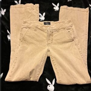 Y2K AMERICAN EAGLE KHAKI LOW RISE FLARED PANTS